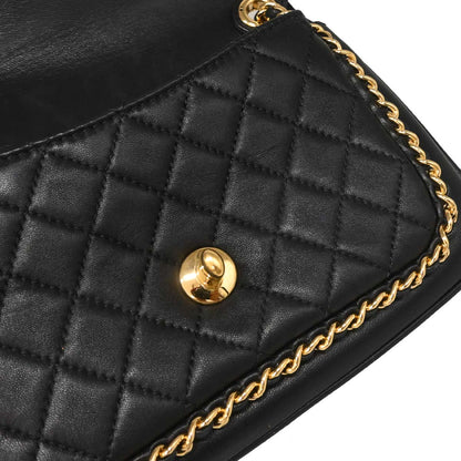 Chanel 2017 Black Lambskin Unchained Flap 2way Shoulder Handbag