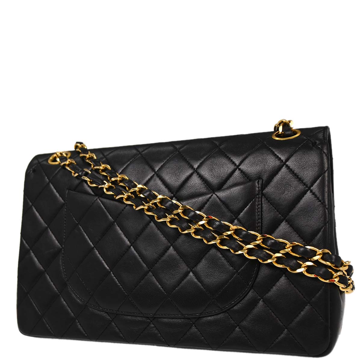 Chanel Black Lambskin Medium Classic Double Straight Flap Bag