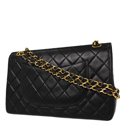 Chanel Black Lambskin Medium Classic Double Straight Flap Bag