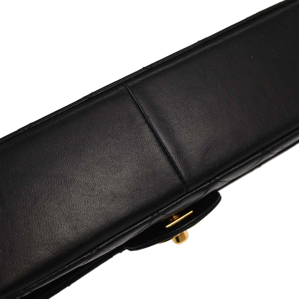 Chanel Black Lambskin Medium Classic Double Straight Flap Bag