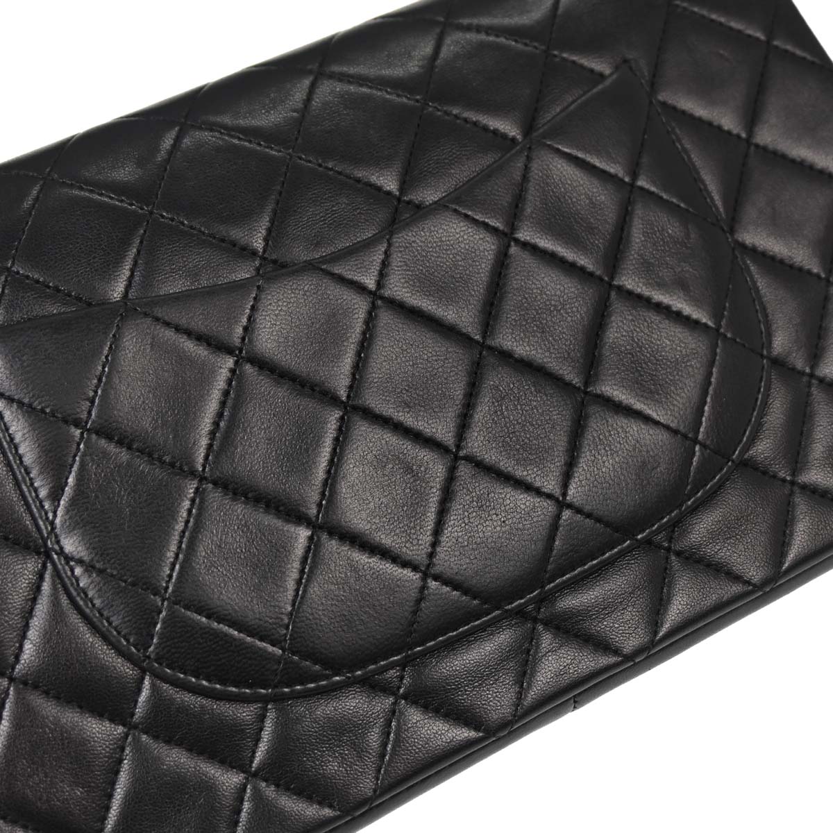 Chanel Black Lambskin Medium Classic Double Straight Flap Bag