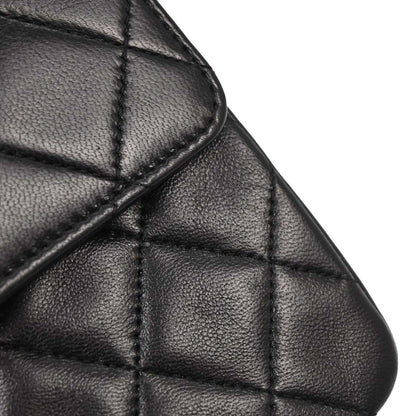 Chanel Black Lambskin Medium Classic Double Straight Flap Bag