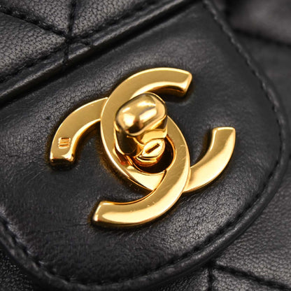 Chanel Black Lambskin Medium Classic Double Straight Flap Bag