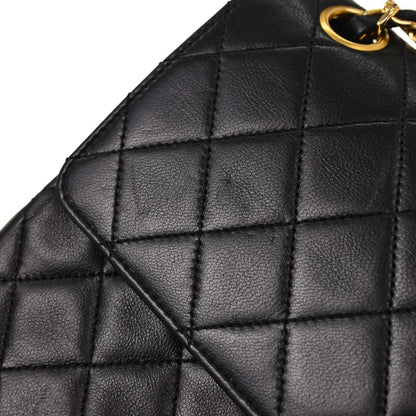 Chanel Black Lambskin Medium Classic Double Straight Flap Bag