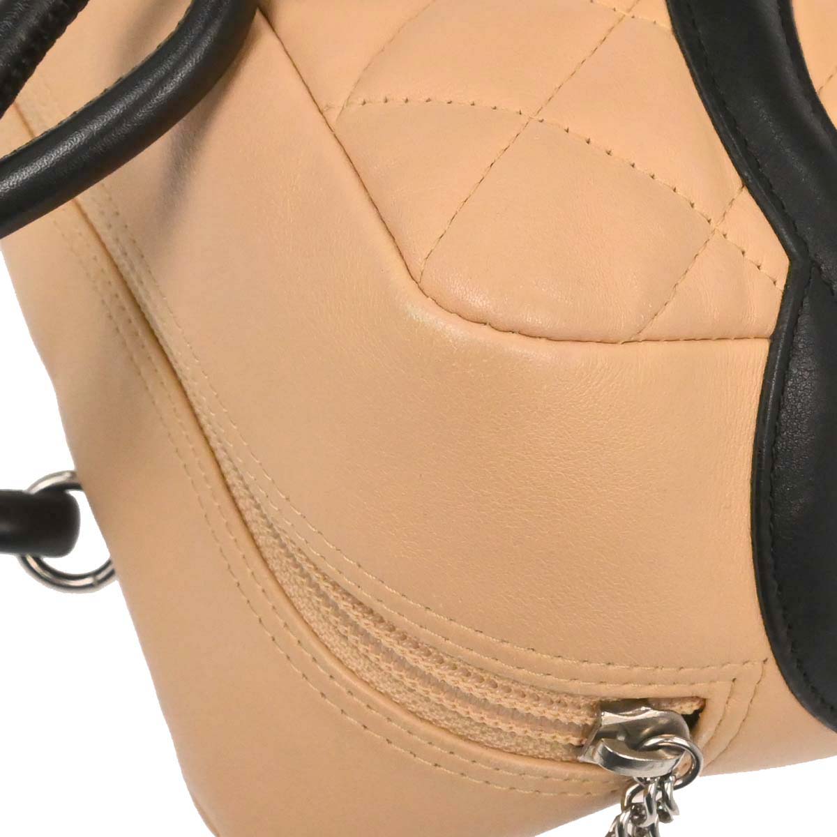 Chanel 2005-2006 Beige Calfskin Cambon Ligne Bowling Bag 27