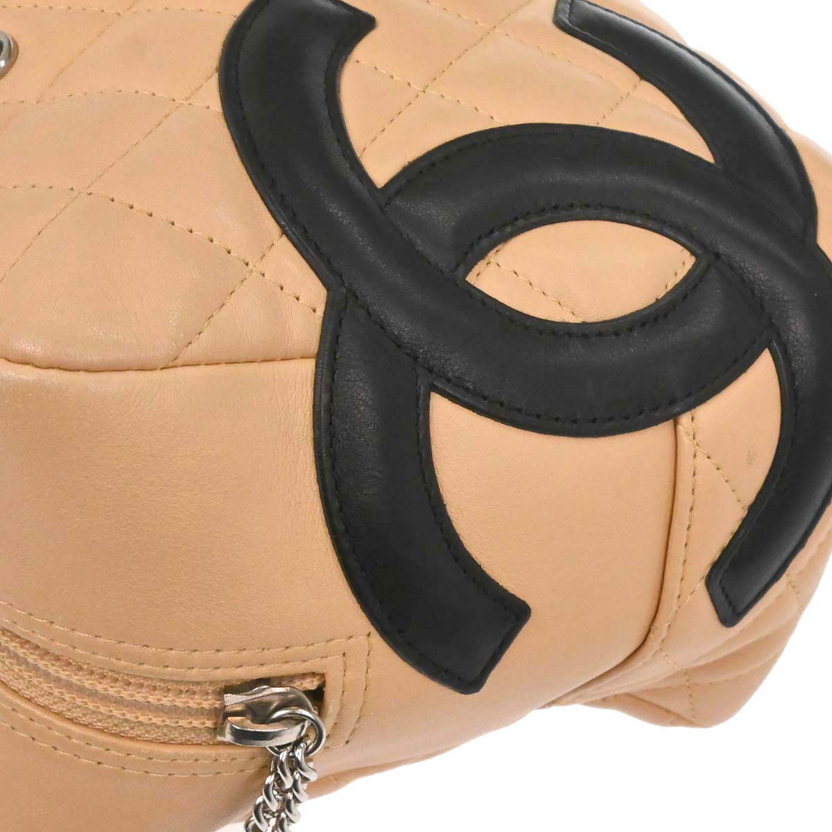 Chanel 2005-2006 Beige Calfskin Cambon Ligne Bowling Bag 27