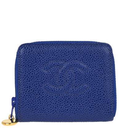 Chanel 1996-1997 Blue Caviar Skin Coin Purse Wallet