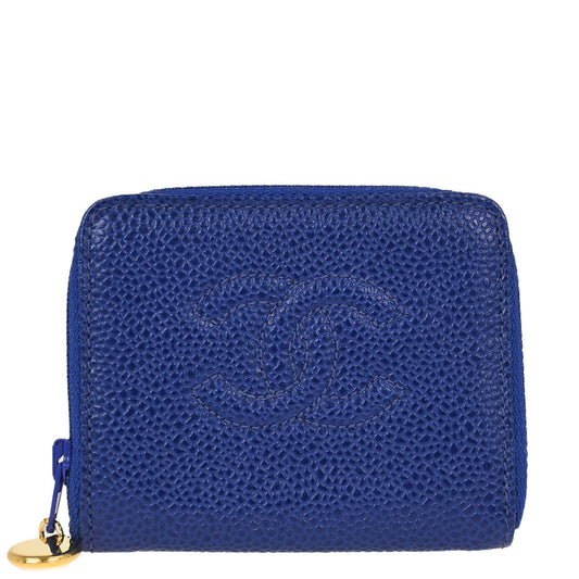 Chanel 1996-1997 Blue Caviar Skin Coin Purse Wallet