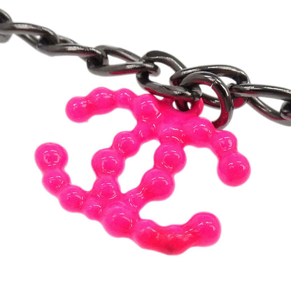Chanel CC Chain Necklace Silver Pink 04A