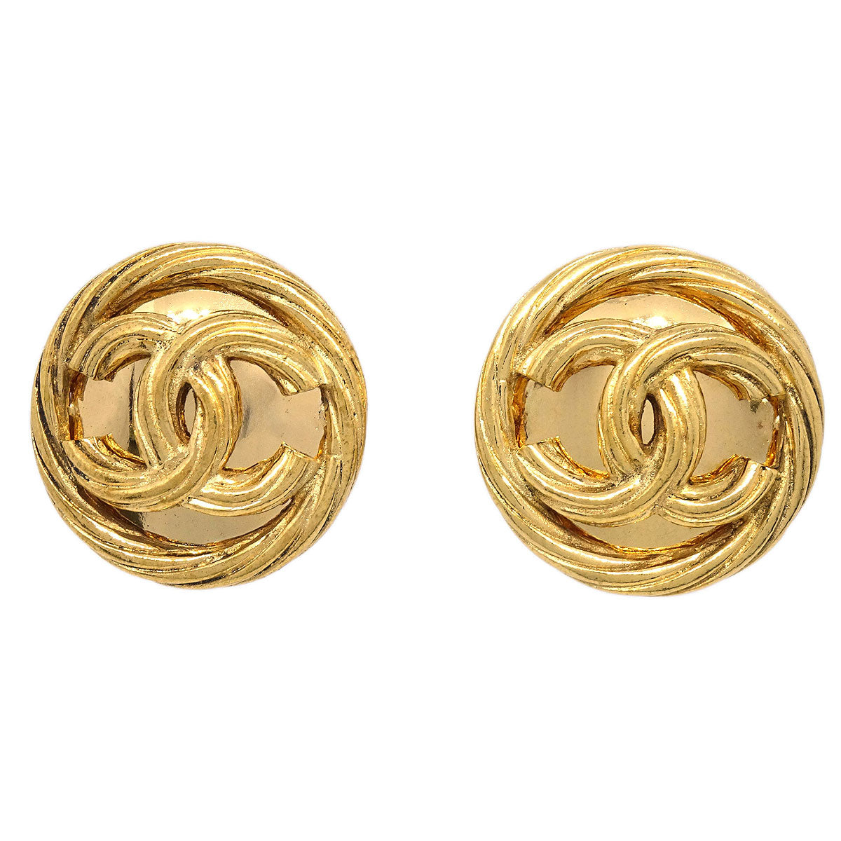 Chanel Button Clip-On Earrings Gold 2919/93P