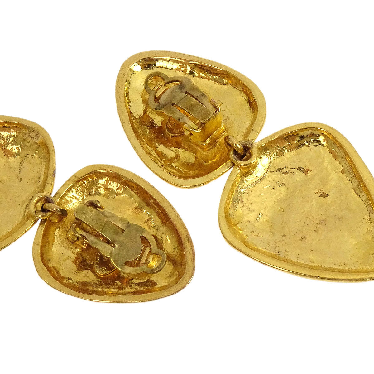 Chanel Dangle Triangle Clip-On Earrings Gold 93P