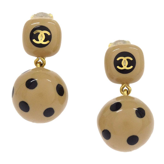 Chanel Dangle Clip-On Earrings Gold Beige 00A