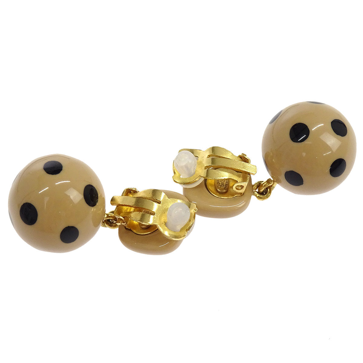Chanel Dangle Clip-On Earrings Gold Beige 00A