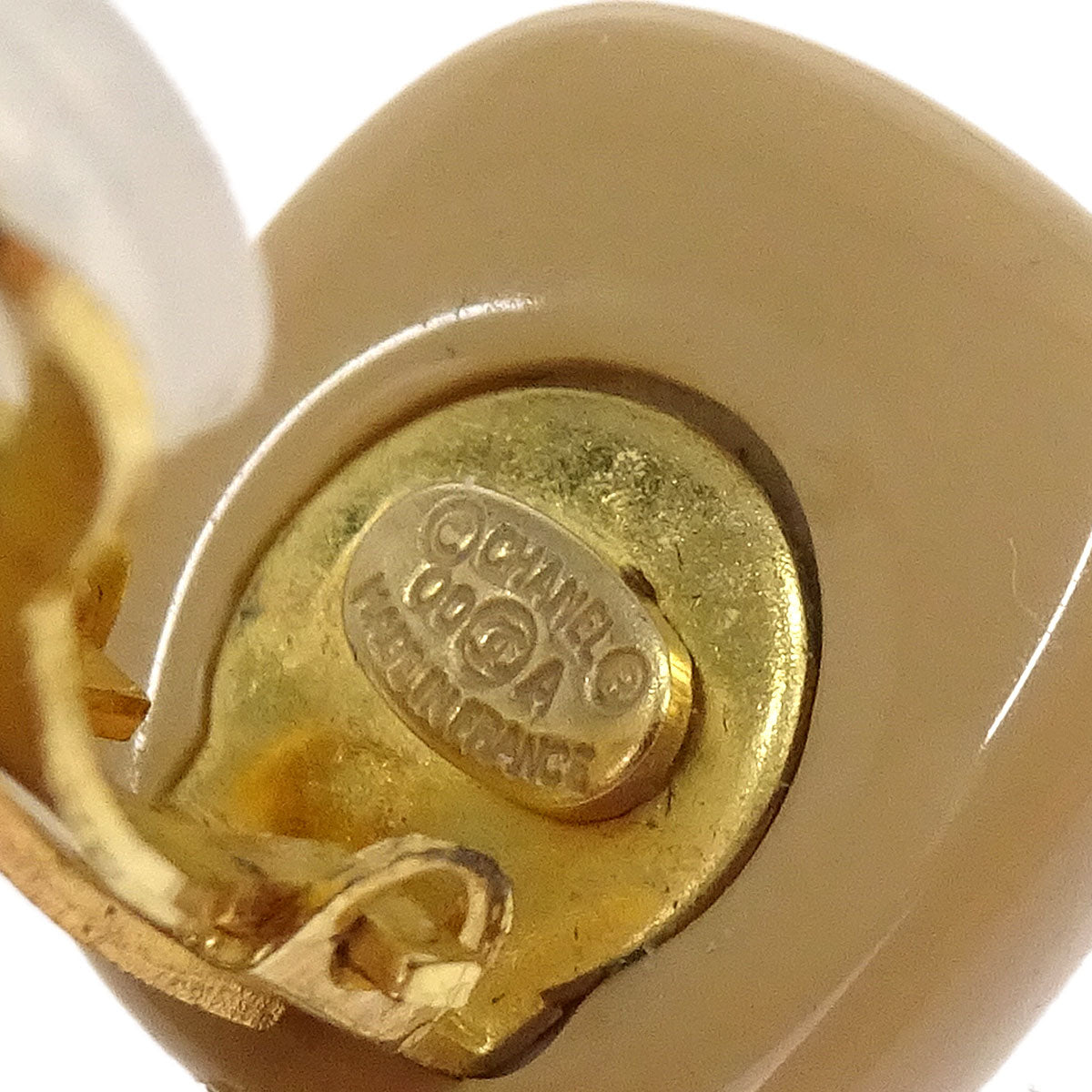 Chanel Dangle Clip-On Earrings Gold Beige 00A