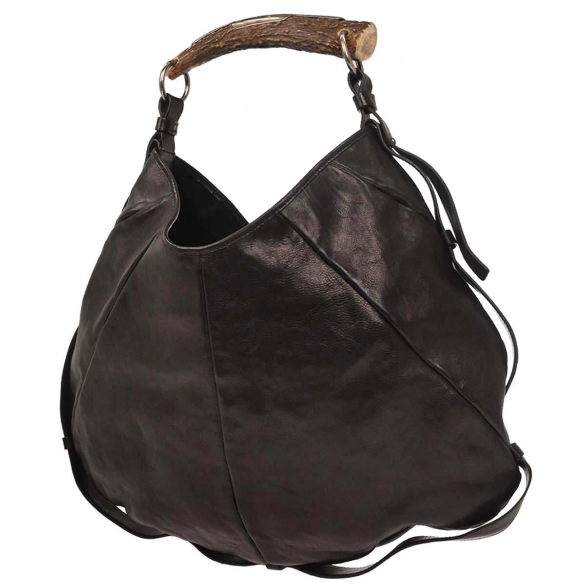 Yves Saint Laurent Black Buffalo Large Mombasa Handbag