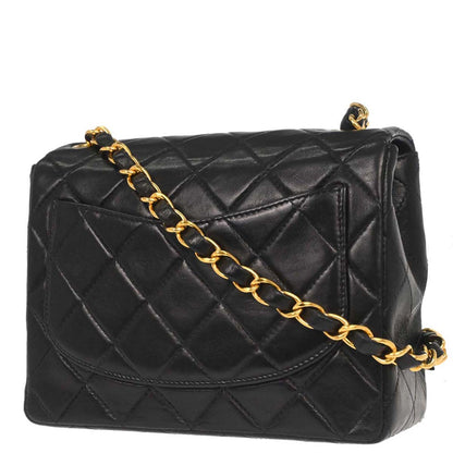 Chanel Black Lambskin Mini Classic Square Flap Shoulder Bag 17