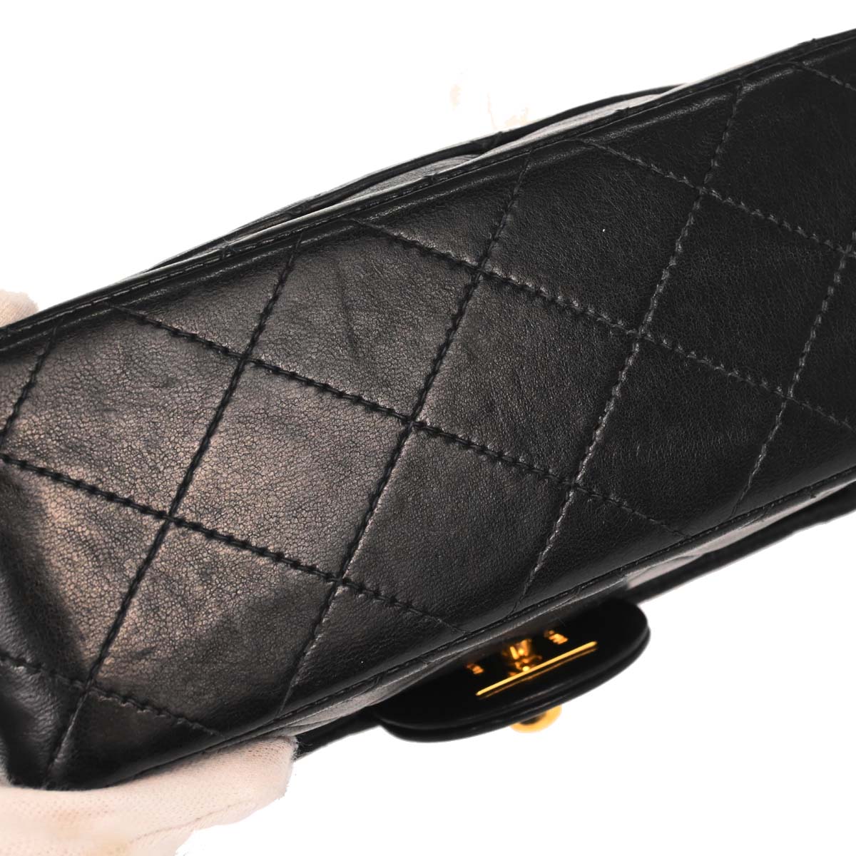 Chanel Black Lambskin Mini Classic Square Flap Shoulder Bag 17