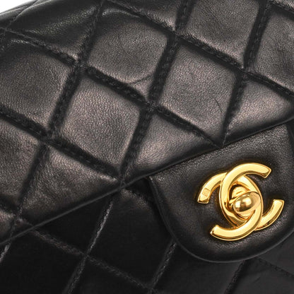 Chanel Black Lambskin Mini Classic Square Flap Shoulder Bag 17