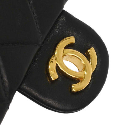 Chanel Black Lambskin Mini Classic Square Flap Shoulder Bag 17
