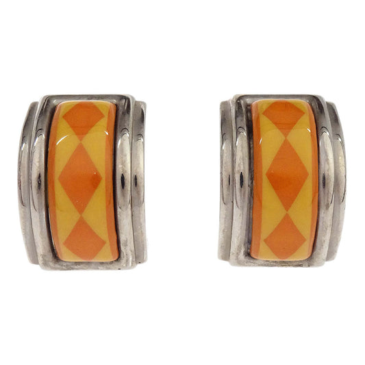 Hermes Silver Enamel Cloisonne Ware Clip-On Earrings