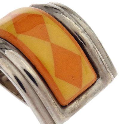 Hermes Silver Enamel Cloisonne Ware Clip-On Earrings