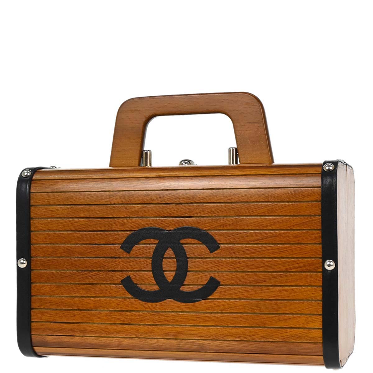 Chanel Brown Black Wood Vanity Handbag Box