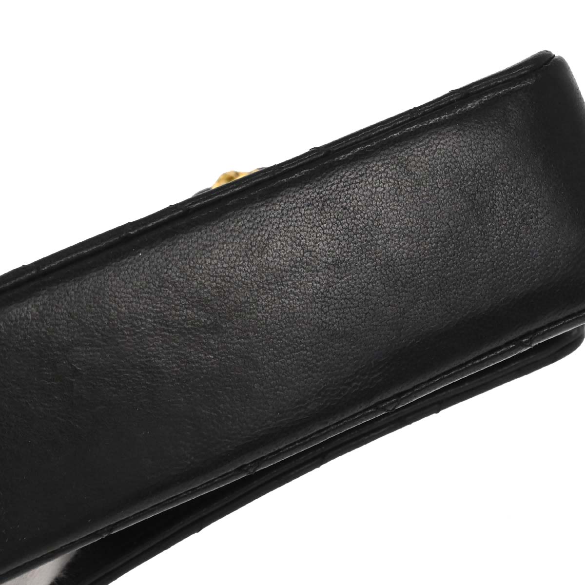 Chanel 1989-1991 Black Lambskin Straight Flap Shoulder Bag