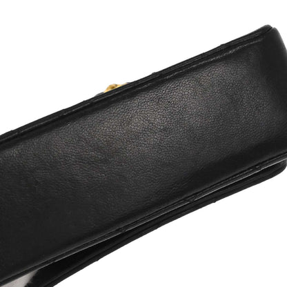 Chanel 1989-1991 Black Lambskin Straight Flap Shoulder Bag