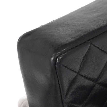 Chanel 1989-1991 Black Lambskin Straight Flap Shoulder Bag