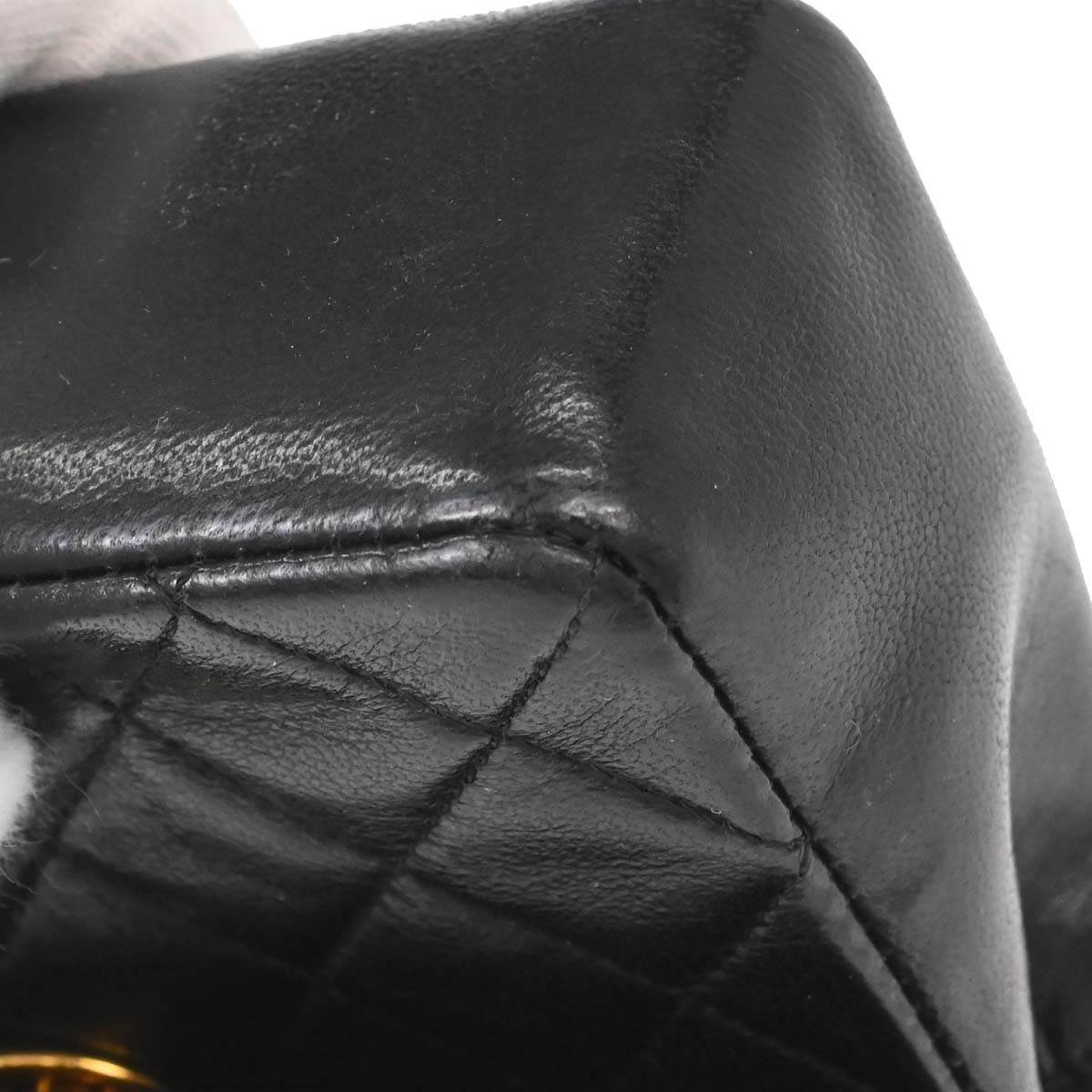 Chanel 1989-1991 Black Lambskin Straight Flap Shoulder Bag