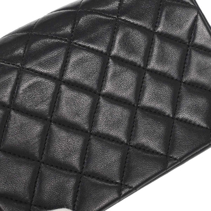 Chanel 1989-1991 Black Lambskin Straight Flap Shoulder Bag