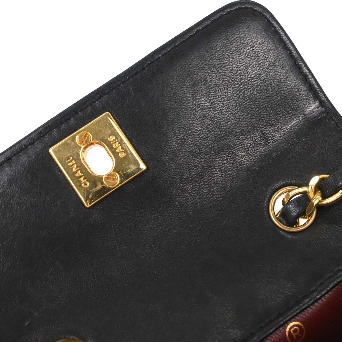 Chanel 1989-1991 Black Lambskin Straight Flap Shoulder Bag