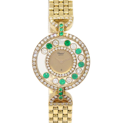 Chopard Happy Diamonds Ref.20/4566 Quartz Watch 18KYG Diamond Emerald