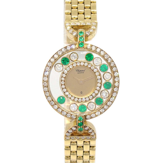 Chopard Happy Diamonds Ref.20/4566 Quartz Watch 18KYG Diamond Emerald