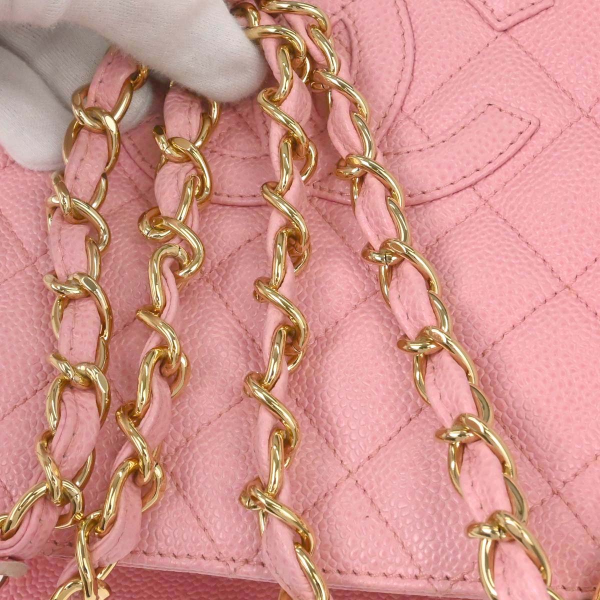 Chanel Pink Caviar Skin Petite Timeless Tote PTT Chain Handbag