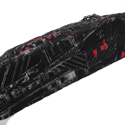 Chanel Black Nylon Medium Classic Double Flap Shoulder Bag