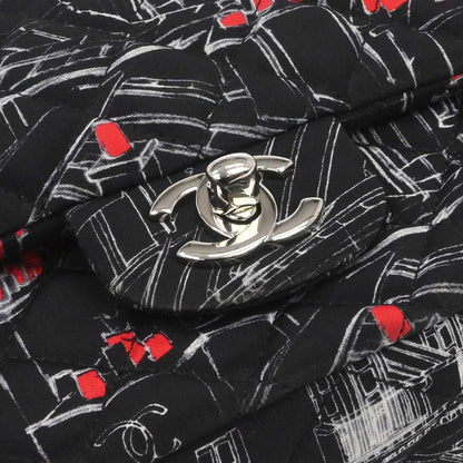 Chanel Black Nylon Medium Classic Double Flap Shoulder Bag