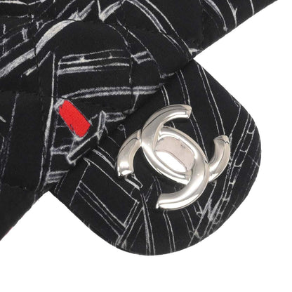 Chanel Black Nylon Medium Classic Double Flap Shoulder Bag