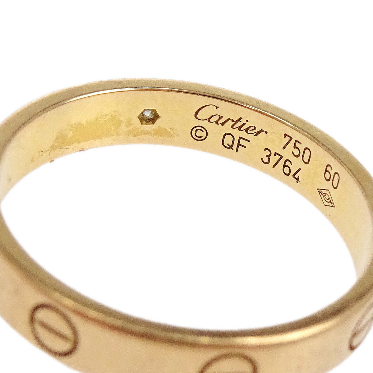 Cartier Mini Love Ring 750 QF3764 Diamond #60 #59 Jewelry