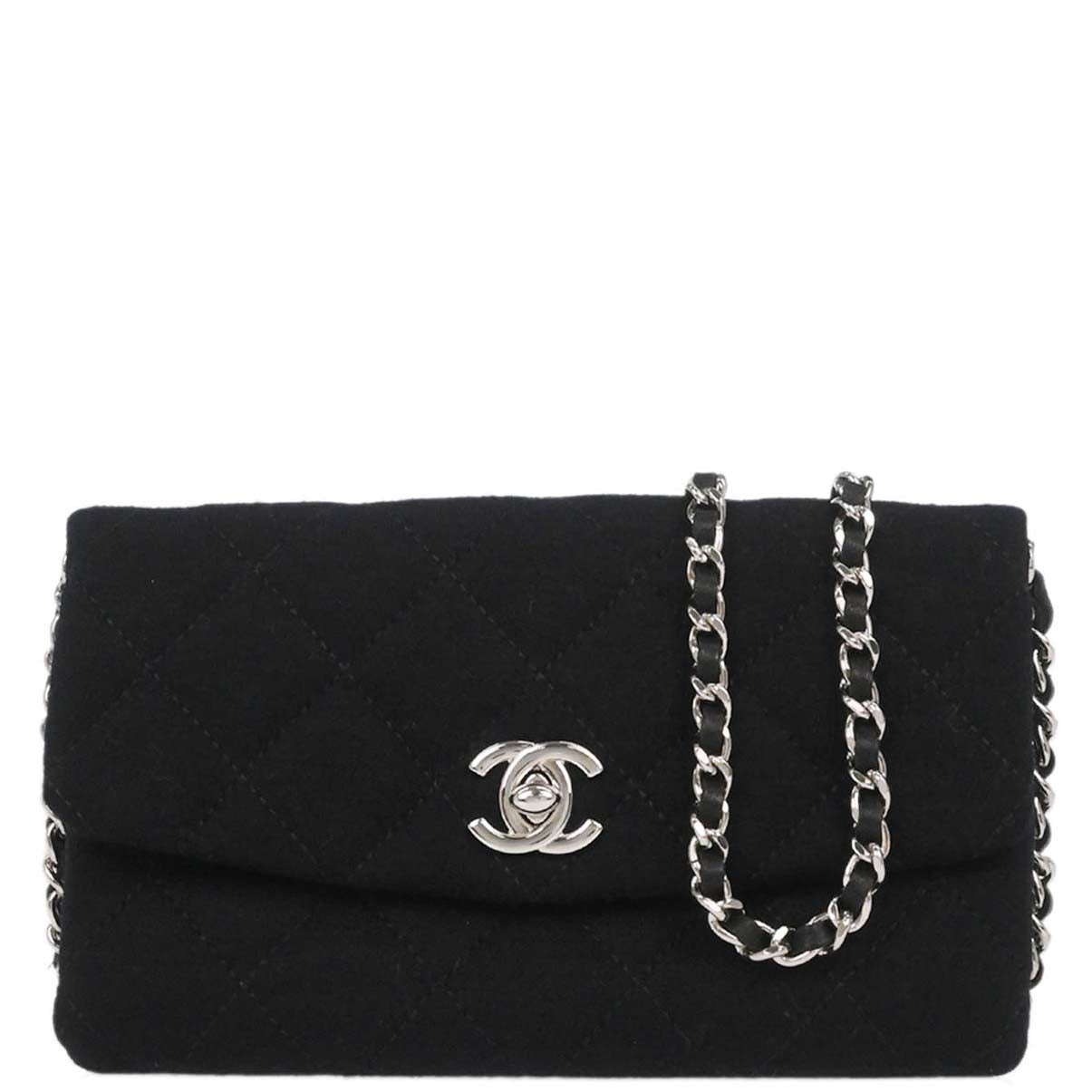 Chanel Black Cotton Shoulder Bag