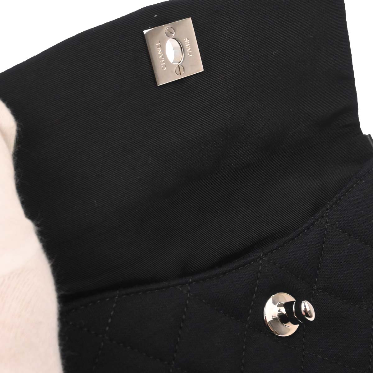 Chanel Black Cotton Shoulder Bag