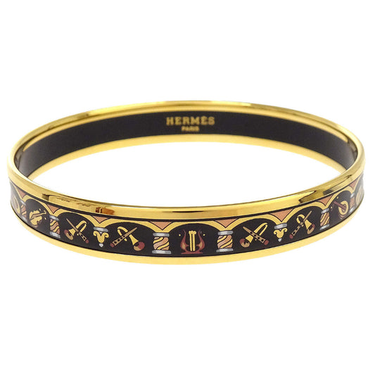 Hermes Enamel Cloisonne Ware Bangle Black Gold