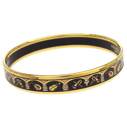 Hermes Enamel Cloisonne Ware Bangle Black Gold