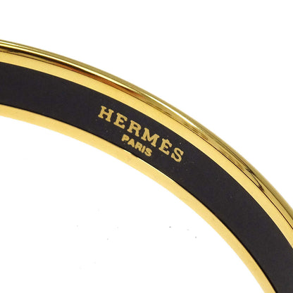 Hermes Enamel Cloisonne Ware Bangle Black Gold