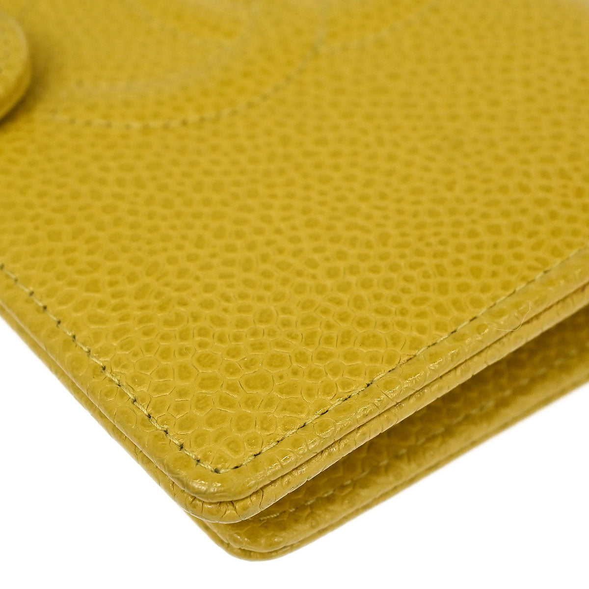 Chanel 1997-1999 Yellow Caviar Skin Notebook Cover Small Good