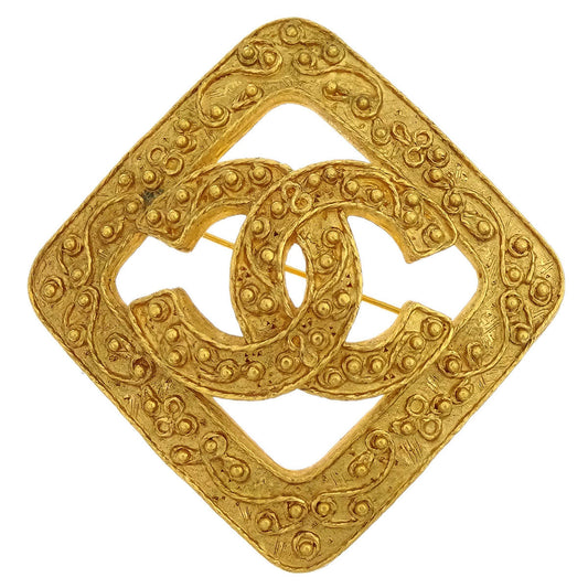 Chanel Rhombus Brooch Pin Gold 94A