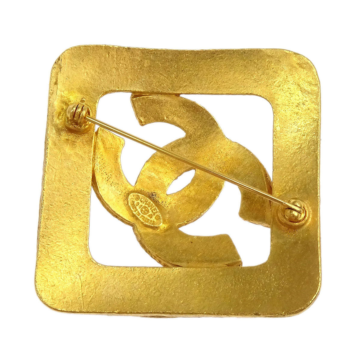 Chanel Rhombus Brooch Pin Gold 94A