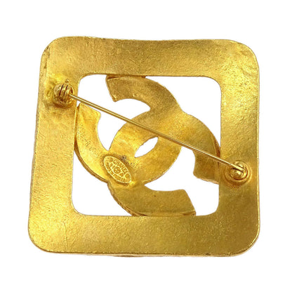 Chanel Rhombus Brooch Pin Gold 94A