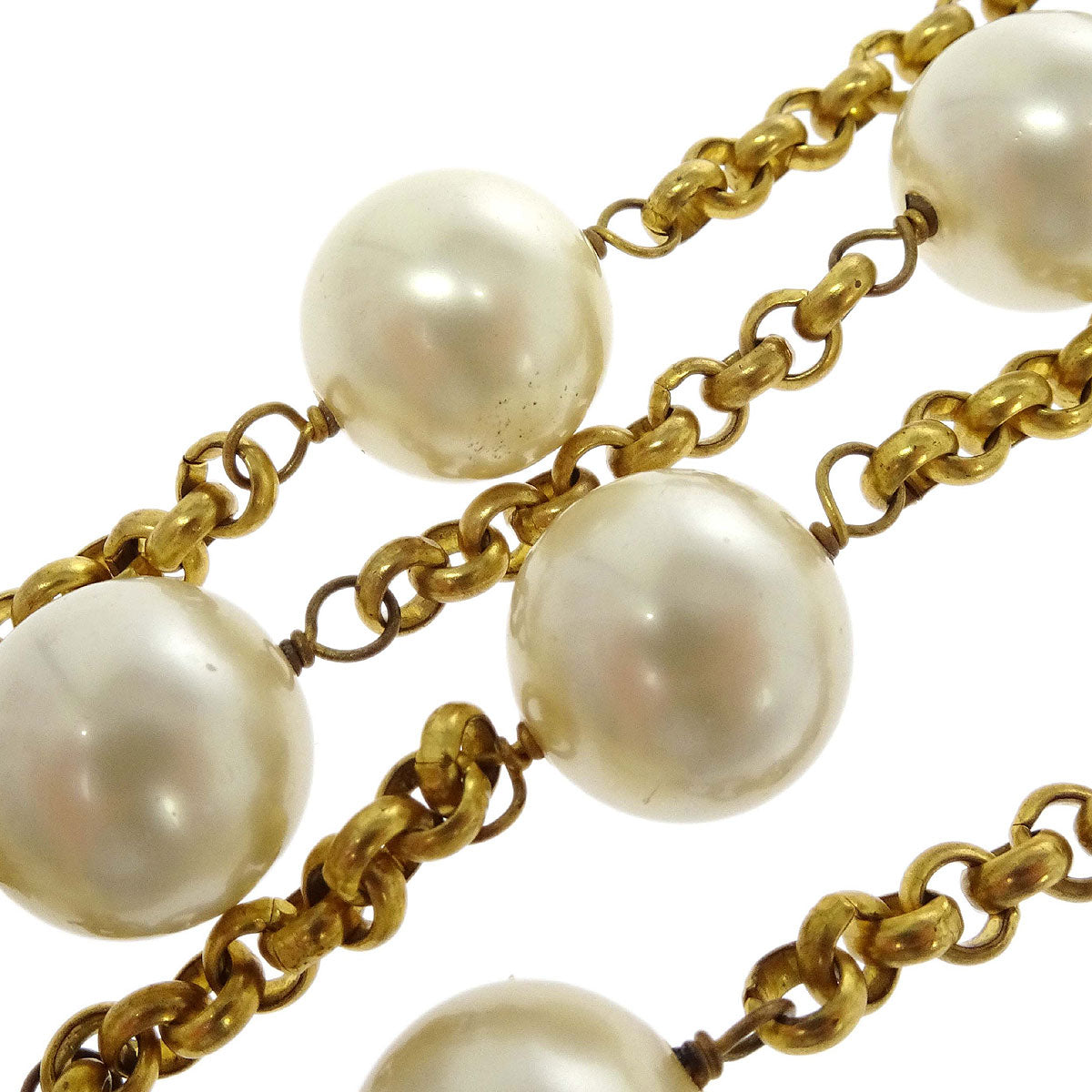 Chanel Chain Necklace Gold Costume Pearl 29