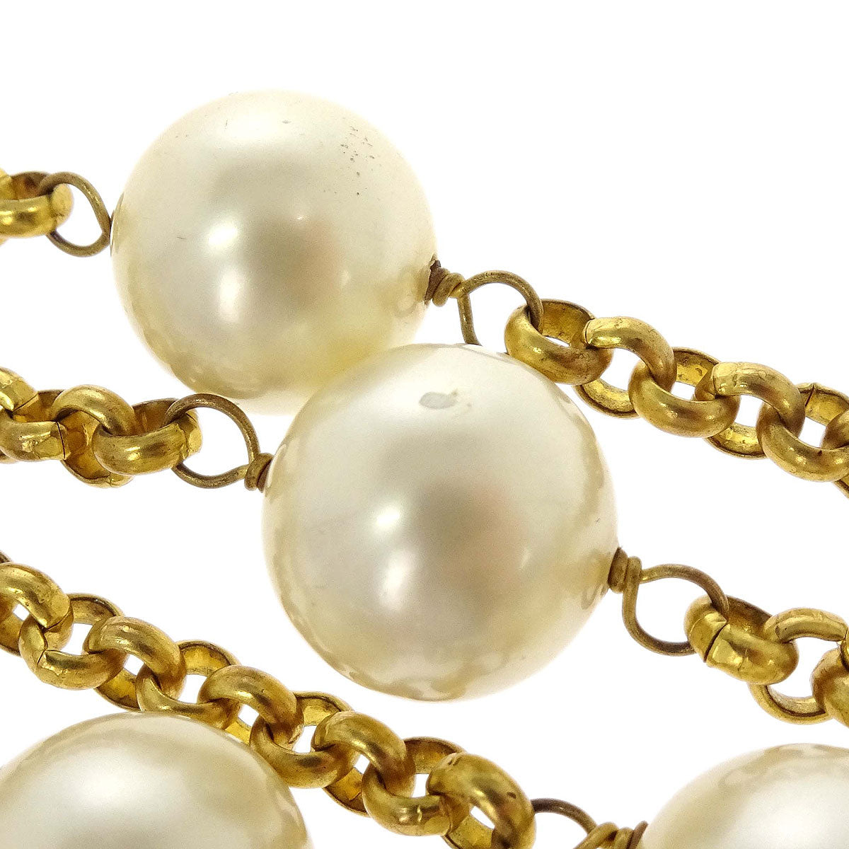 Chanel Chain Necklace Gold Costume Pearl 29